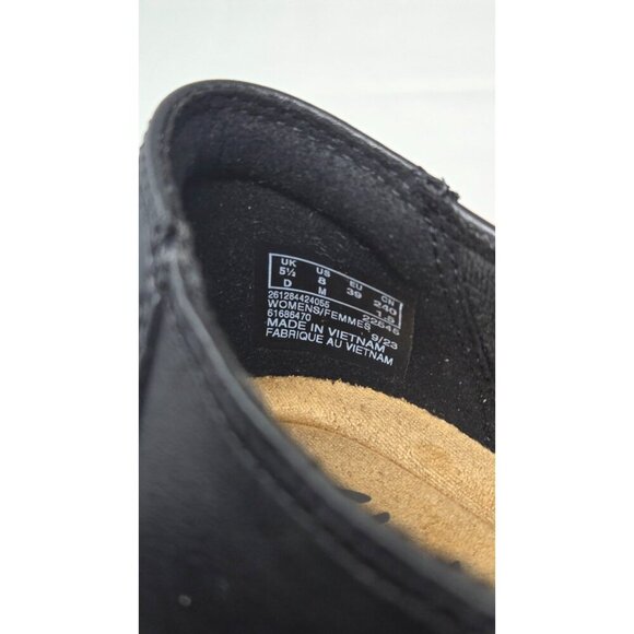 CLARKS Women's Emslie Warren black Leather Shoe Block Heel Side Zip size 8M - Picture 6 of 9